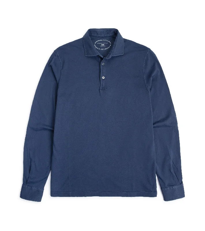 Men's Shirts with Embroidered DesignsFedeli Jersey Polo: Blue