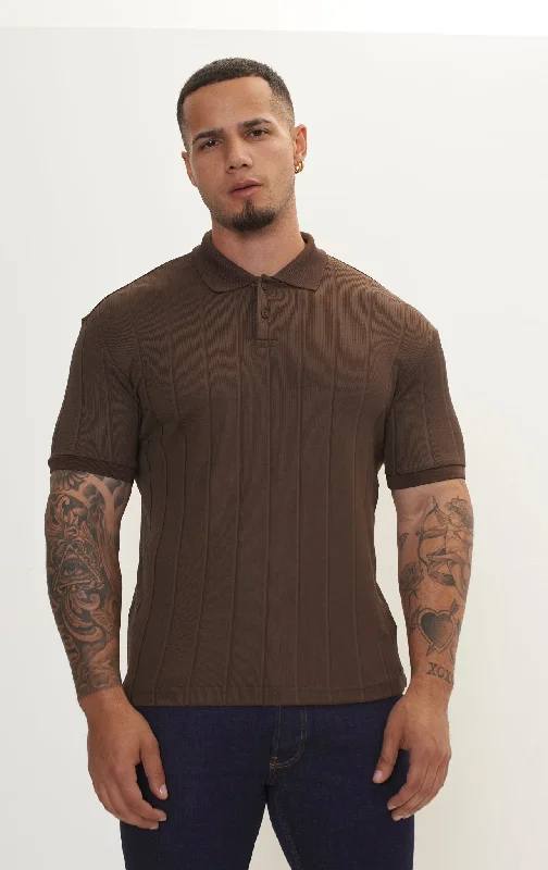 Men's Luxury Shirts for High-End FashionFine Ribbed Polo Shirt - Brown