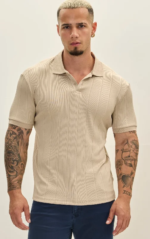 Men's Solid-Color Block Shirts for a Bold StatementFine Ribbed Polo Shirt - Grey