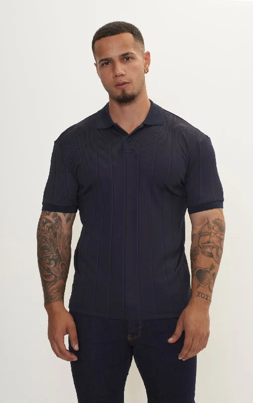 Men's Camouflage Shirts for an Outdoor AppealFine Ribbed Polo Shirt - Navy