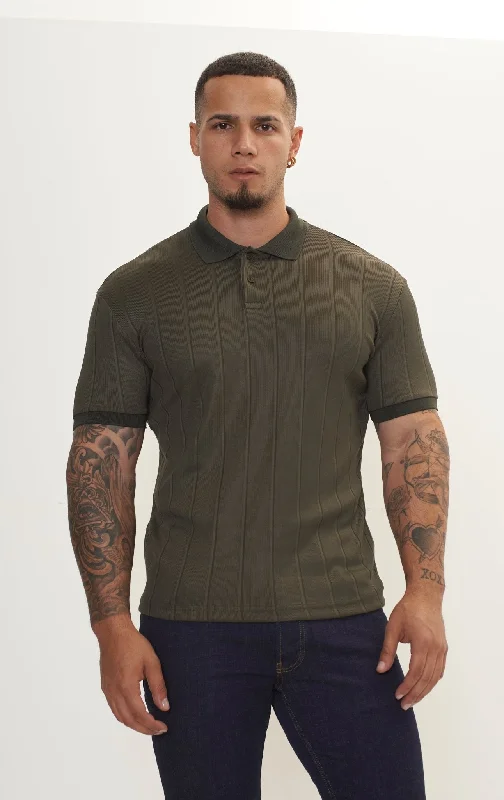 Men's Unique Dress Shirts for a Statement LookFine Ribbed Polo Shirt - Olive Green