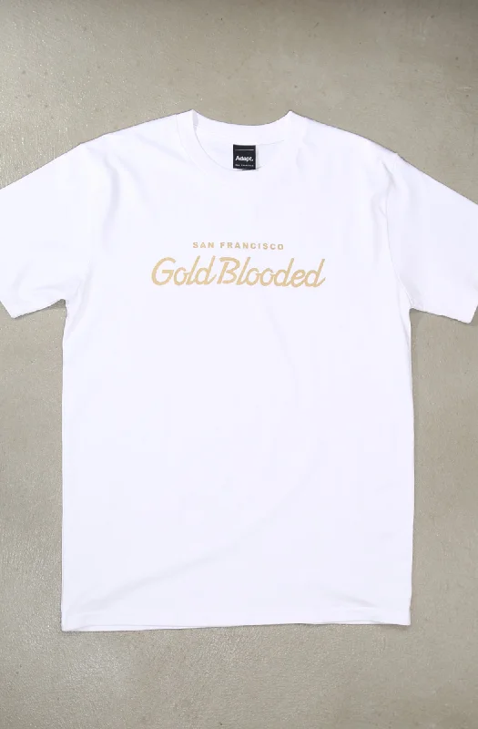 Men's Shirts with Cowl NecksGold Blooded Script (Men's White Tee)