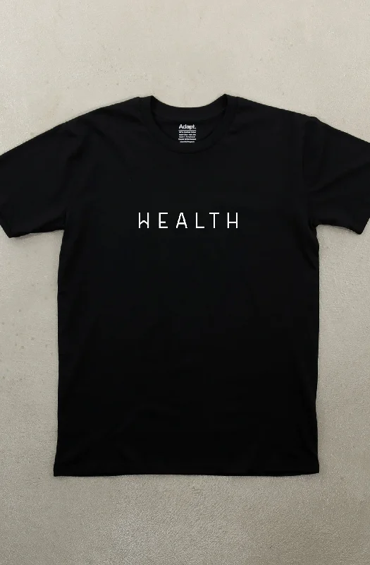 Men's Shirts with Embellished SleevesHealth Is Wealth (Men's Black A1 Tee)