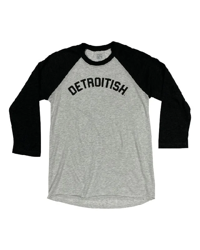 Men's Shirts with Patchwork PatternsInk Detroit Detroitish Tri Blend 3/4 Sleeve Raglan T-Shirt - Black