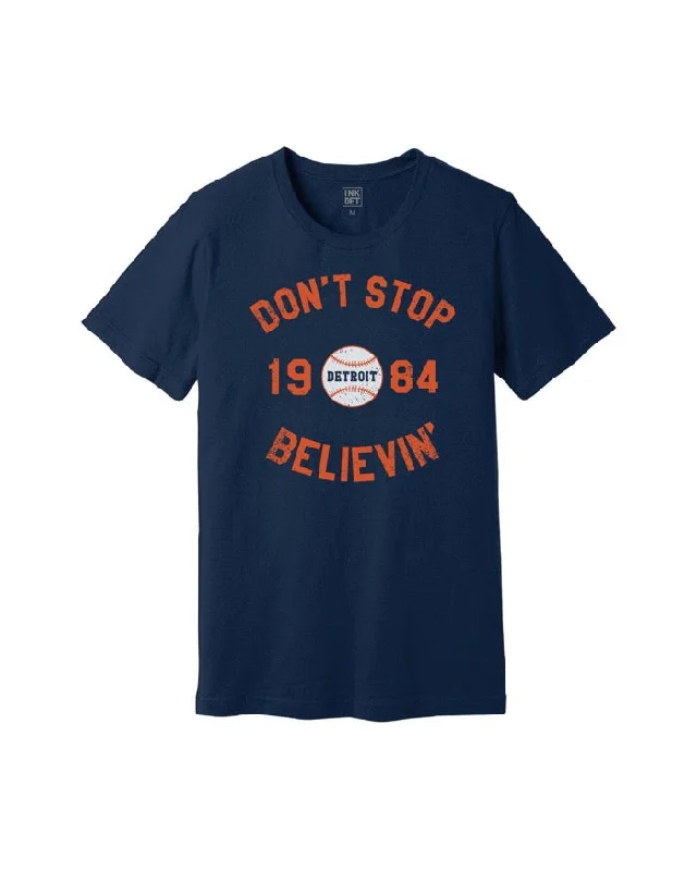 Men's Shirts with Adjustable HemlinesInk Detroit Don't Stop Believing 1984 T-Shirt - Navy