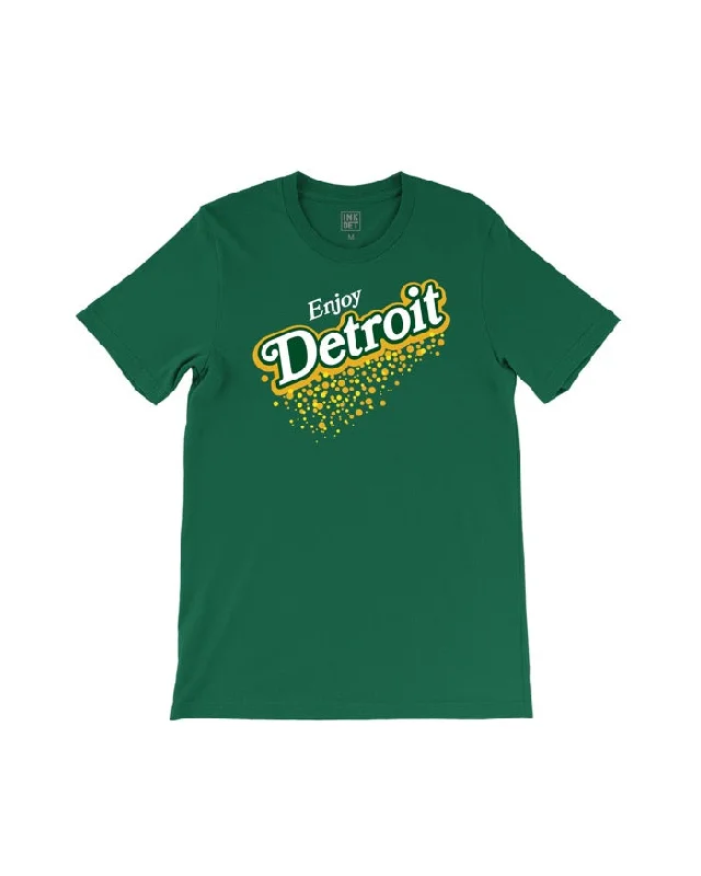 Men's Shirts with Single-Breasted DesignsInk Detroit Vintage "Enjoy Detroit" Ginger Ale T-Shirt - Dark Green