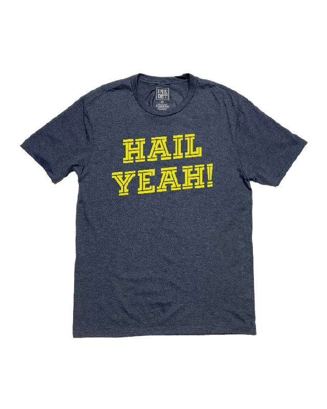 Stylish Men's HenleysInk Detroit Michigan HAIL YEAH! Tri Blend T-Shirt - Navy