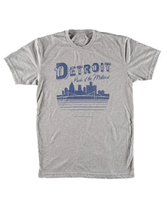 Men's Shirts with Roll-Up SleevesInk Detroit Paris of The Midwest T-Shirt - Heather Grey