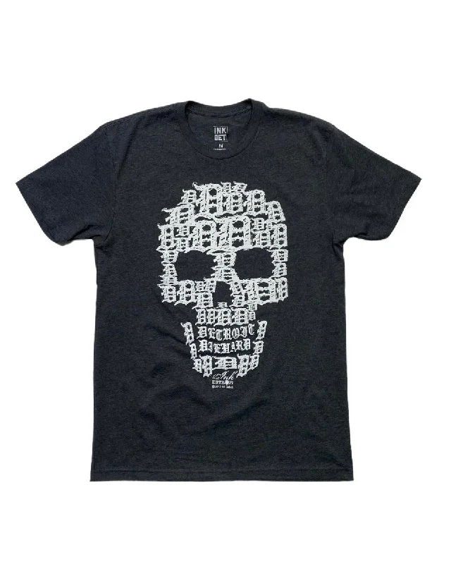 Men's Shirts with Adjustable HemlinesInk Detroit Skull T-Shirt - Charcoal Grey