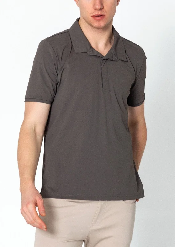 Men's Breathable Shirts for Warm ClimatesWrinkle Free Tapered Travel Polo Shirts-  Anthracite