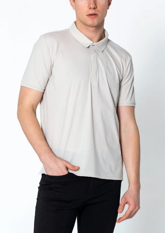 Men's V-Neck T-Shirts for a Flattering ShapeWrinkle Free Tapered Travel Polo Shirts - Stone