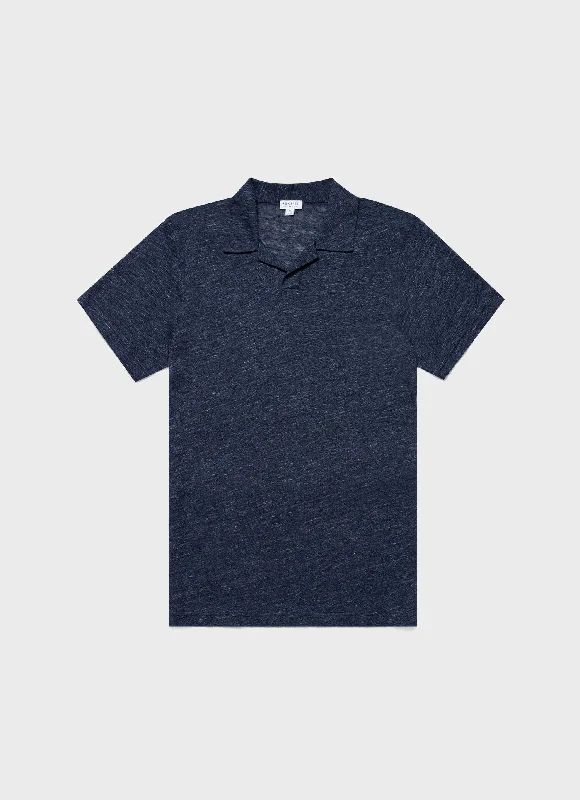 Men's Essential Dress Shirts for Everyday WearMen's Linen Polo Shirt in Navy Melange