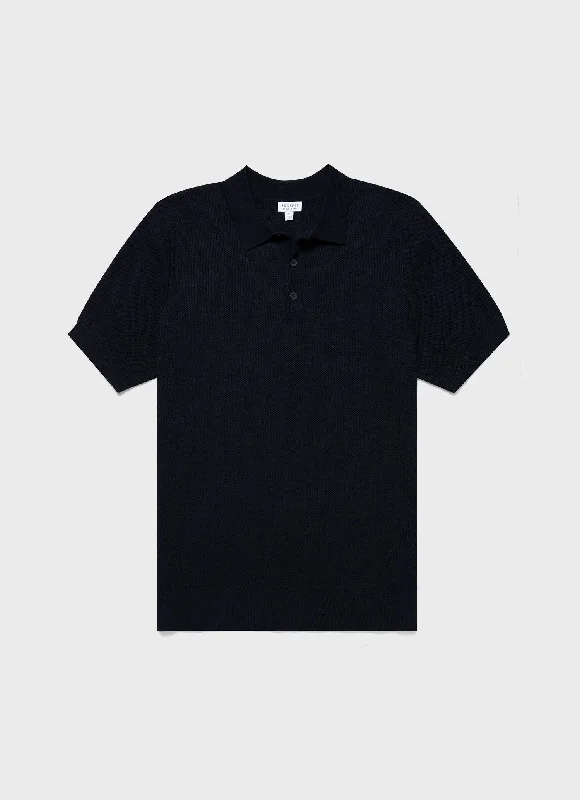 Men's Neutral-Tone Shirts for Versatile StylingMen's Sunspel x MR PORTER Racked Stitch Polo Shirt in Navy