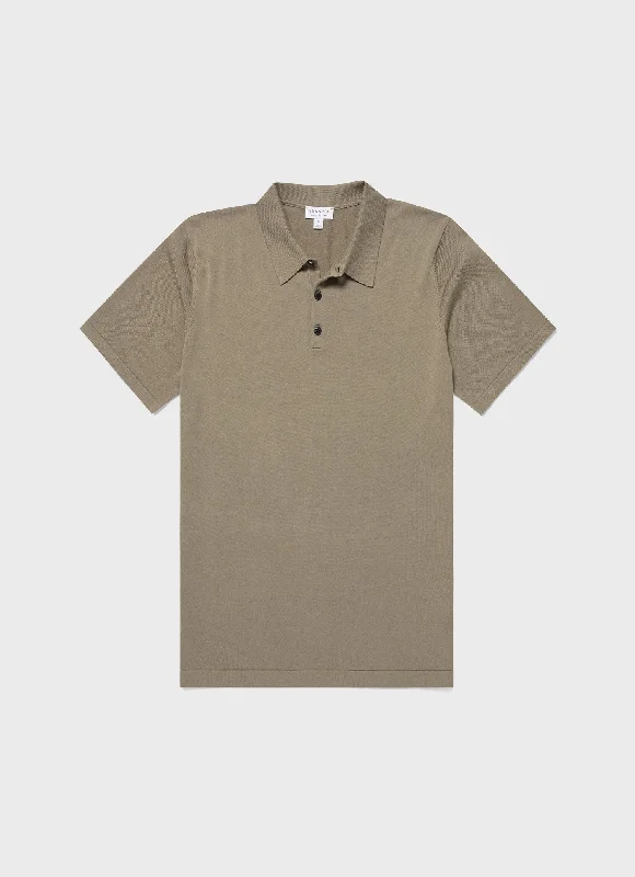 Men's Graphic Print T-Shirts for a Statement LookMen's Sea Island Cotton Polo Shirt in Dark Stone