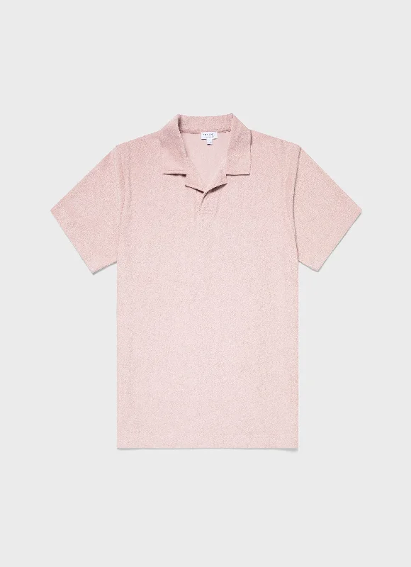 Men's Slim-Fit Shirts for a Flattering ShapeMen's Towelling Polo Shirt in Pale Pink