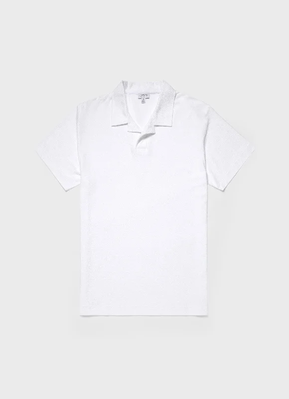 Men's Cufflink-Ready Shirts for Formal EventsMen's Towelling Polo Shirt in White