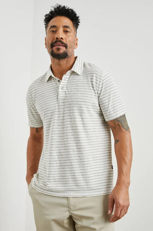 Layered Men's Henley ShirtsNAPOLI POLO SHIRT - CREAM BARLEY STRIPE