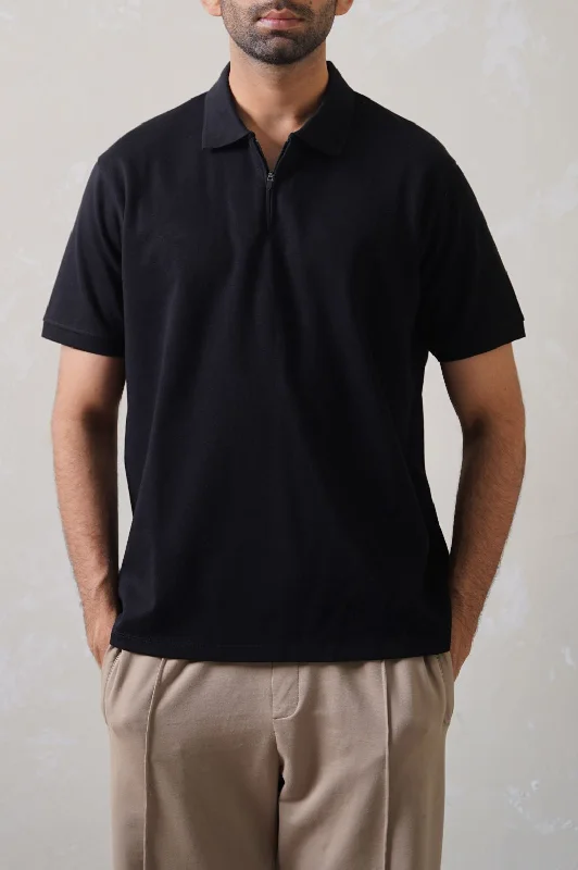 Men's Shirts with Full PlacketsQUATER ZIP POLO