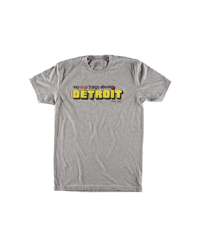 Men's Casual Shirts for Everyday WearVintage Say Nice Things About Detroit T-Shirt - Heather Grey