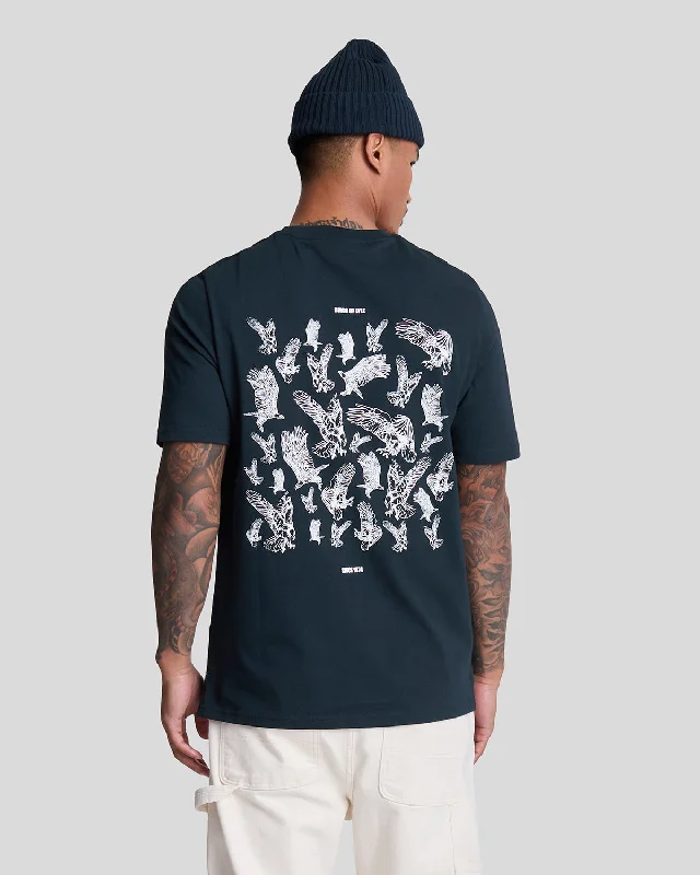 Men's Shirts with Asymmetrical HemlinesScattered Eagles Graphic T-Shirt