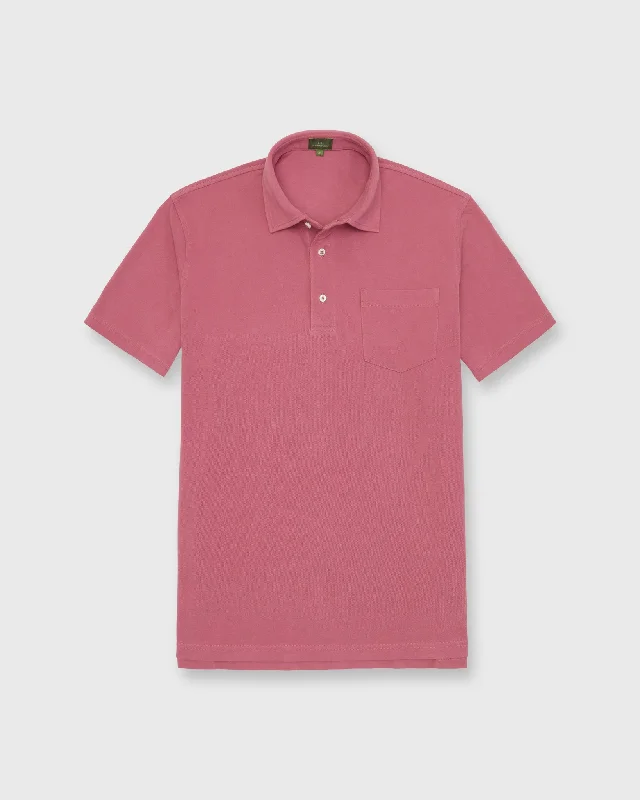 Men's Shirts with Mock NecksShort-Sleeved Polo in Berry Pima Pique