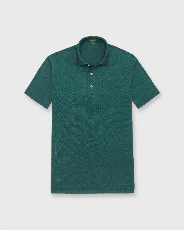 Men's Shirts with Surplice HemlinesShort-Sleeved Polo in Spruce Dark Oxford Pima Pique