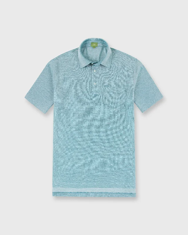 Men's Shirts with Patchwork SleevesShort-Sleeved Polo in Spruce Oxford Pique