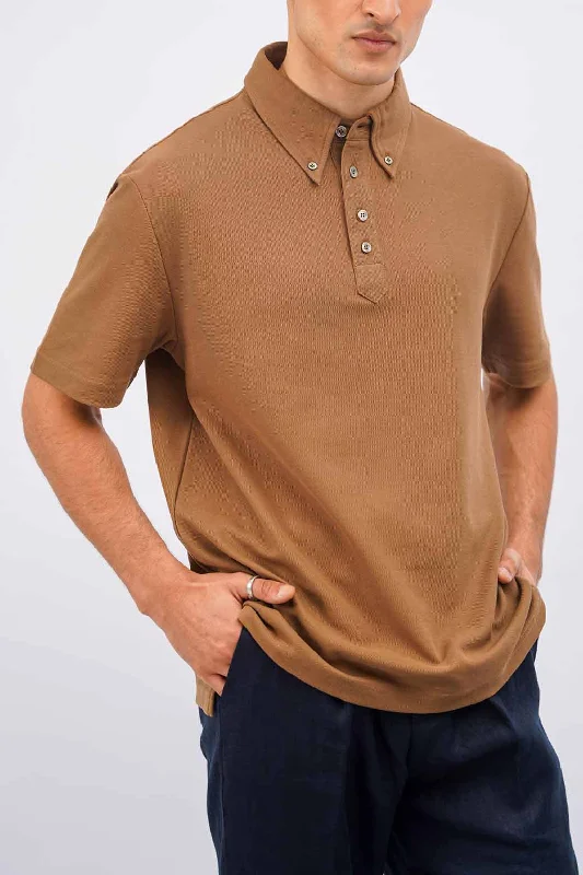 Men's Shirts with Embellished HemlinesTENCIL BLEND POLO