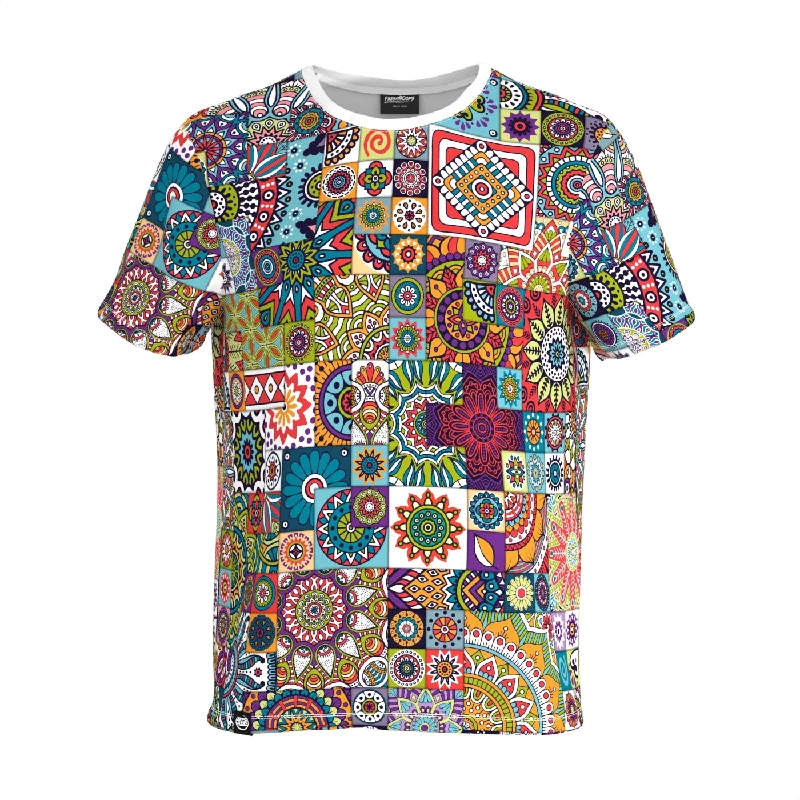 Men's Three-Quarter Sleeved TopsTribal Mosaic T-Shirt