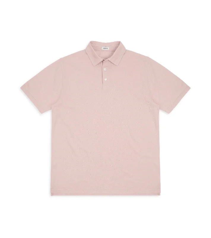 Men's Floral Print Shirts for Spring and SummerTrunk Moxon Short Sleeve Polo Shirt: Blush Pink