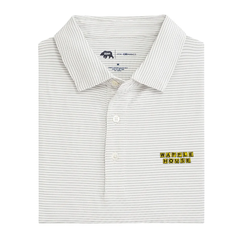 Solid-Colored Men's ShirtsWaffle House Birdie Stripe Performance Polo - Mirage Grey