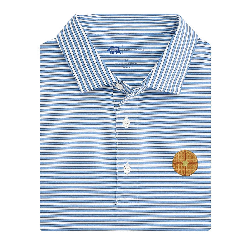 Men's Shirts with CollarsWaffle Icon Mulligan Stripe Performance Polo - Sky