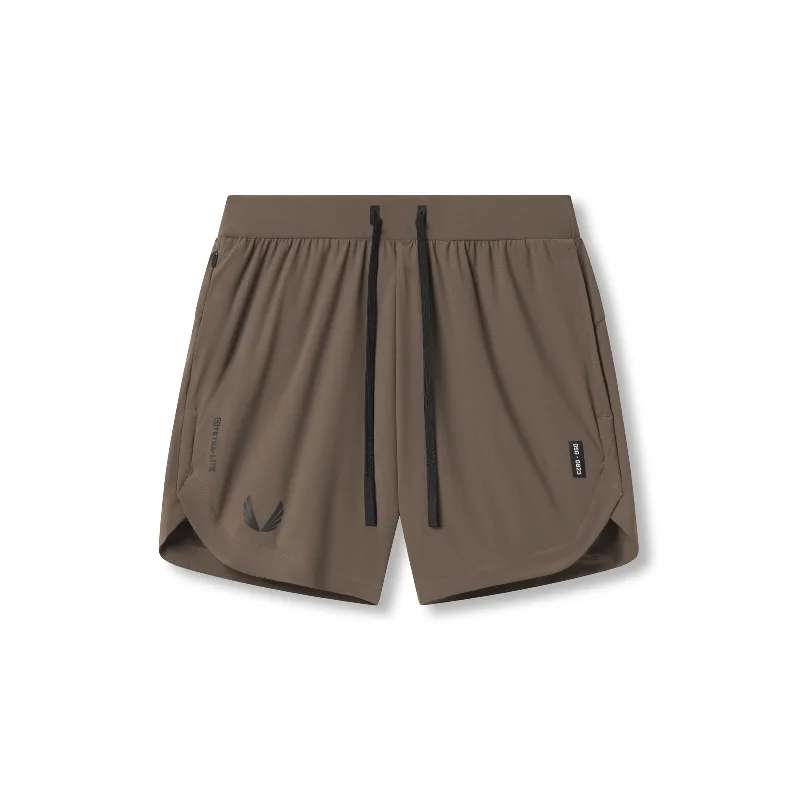 Men's Pants with Contrast Fabric Panels0823. Tetra-Lite™ 7" Linerless Short - Deep Taupe "Wings"