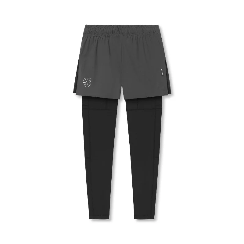 Men's Drawstring Pants for Adjustability0911. Tetra-Lite™ 2-in-1 High Split Legging Short - Space Grey "Cyber"/Black