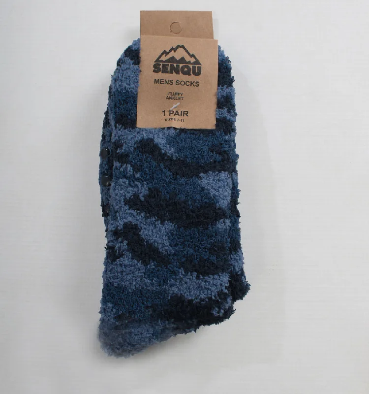 1PACK CAMO FLUFFY SOCKS – BLUE