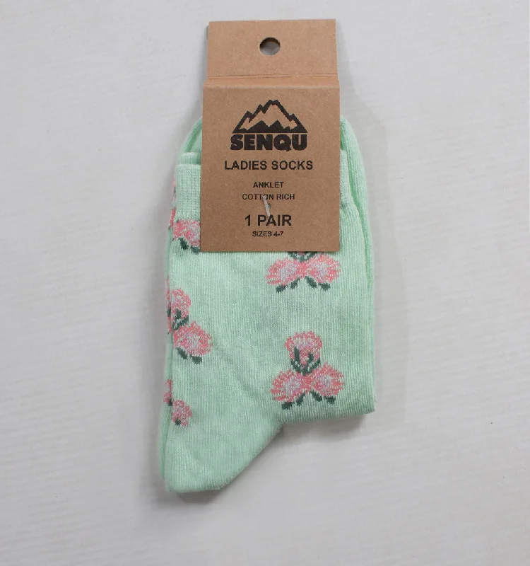 1PACK FLORAL SOCKS – GREEN