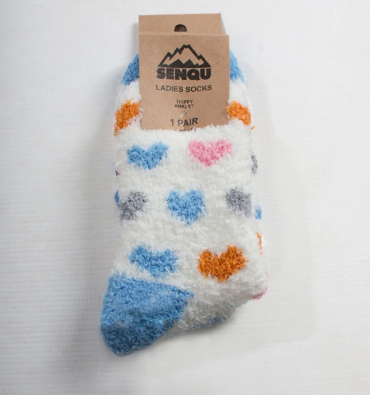 1PACK HEARTS FLUFFY SOCKS – MULTI