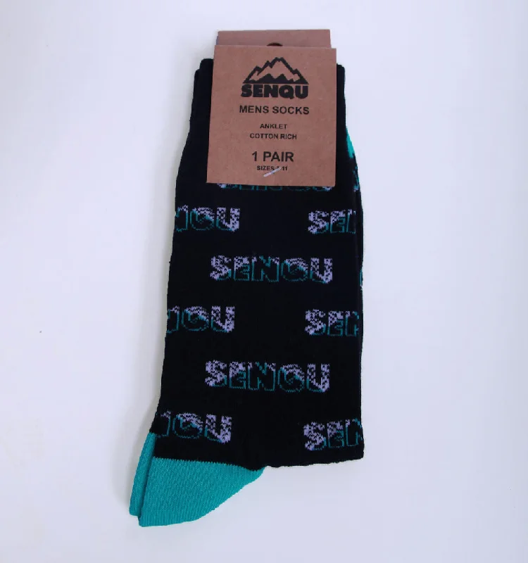 1PACK SENQU CRKLE SOCKS - BLACK