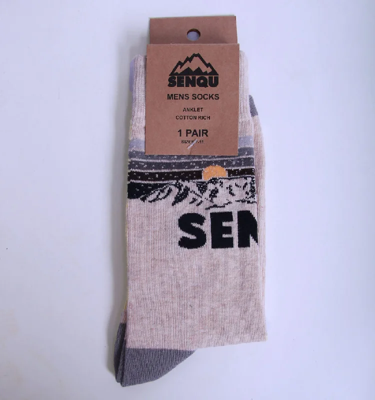 1PACK SENQU MOUNTAIN SOCKS - OATMEAL