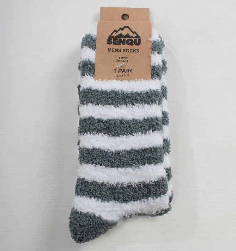 1PACK STRIPE FLUFFY SOCKS  – GREY