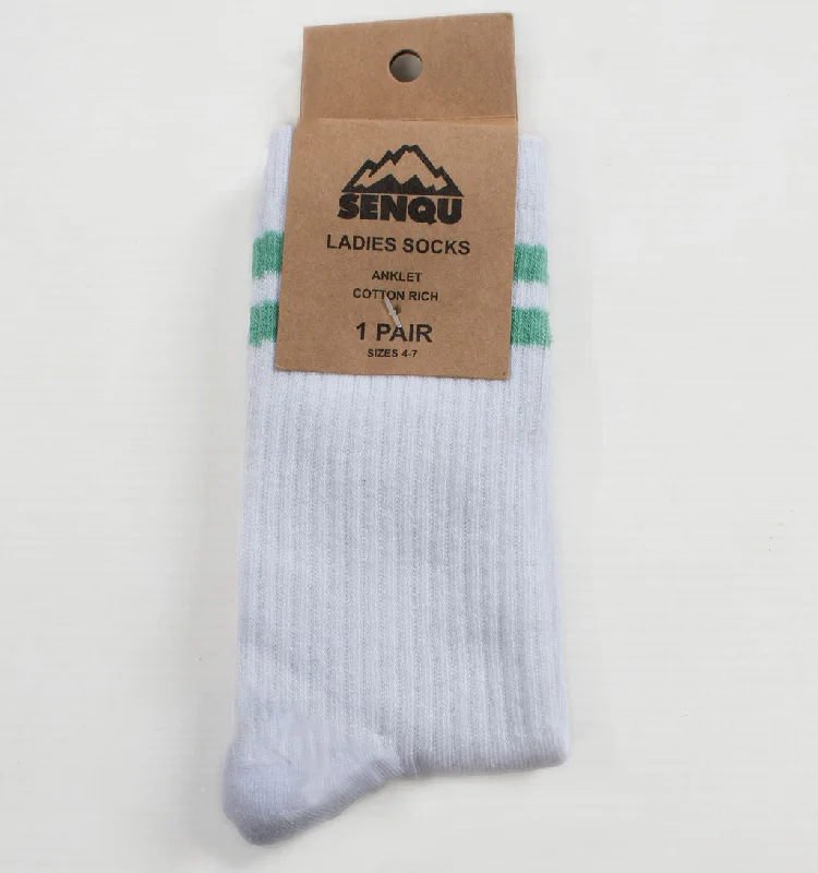 1PACK STRIPE RIB SOCKS  – SAGE