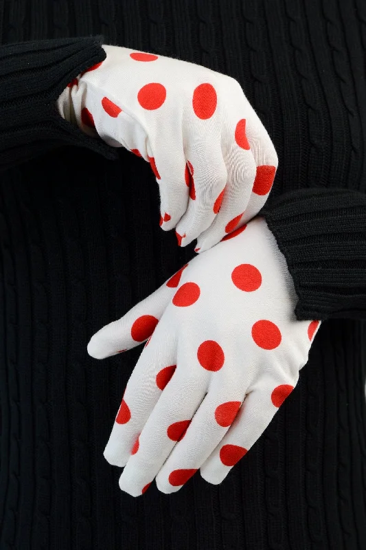 Bamboo Gloves, Red Polka