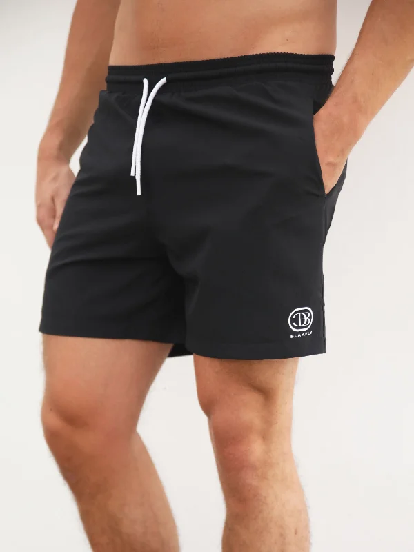 Men's Pants with Appliqué DetailsInitial Swim Shorts - Black