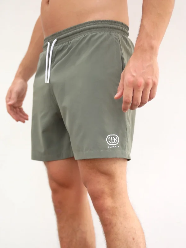 Men's Pants with Side PocketsInitial Swim Shorts - Olive