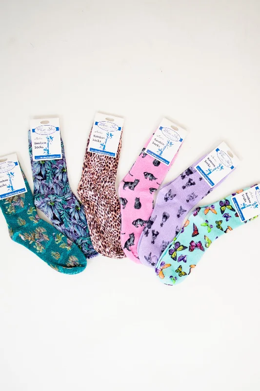 Ladies Bamboo Dress Socks, Assorted Prints