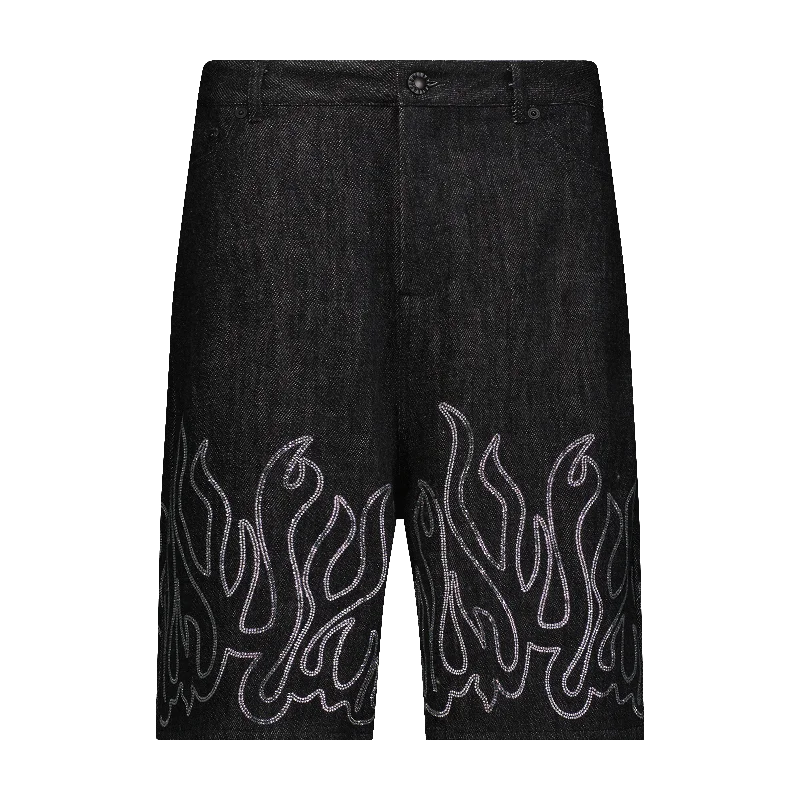 Men's Tailored Pants for a Sharp AppearanceUP IN FLAMES DENIM SHORTS