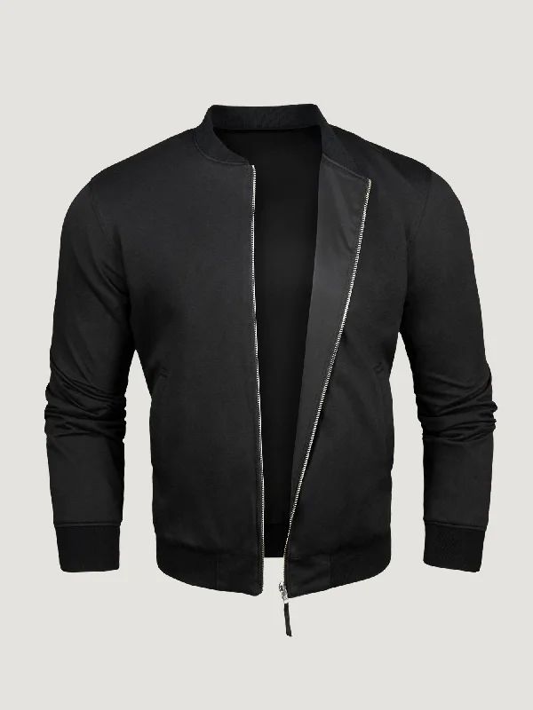 Men's Coats for City WearBlack Reversible Bomber Jacket