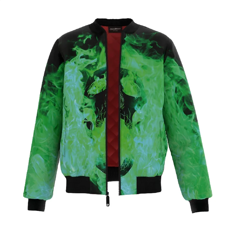 Men's Coats for BikingBurning Skull Bomber Jacket