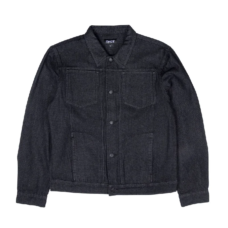 Men's Coats with PocketsEat Me Denim Jacket (Black)