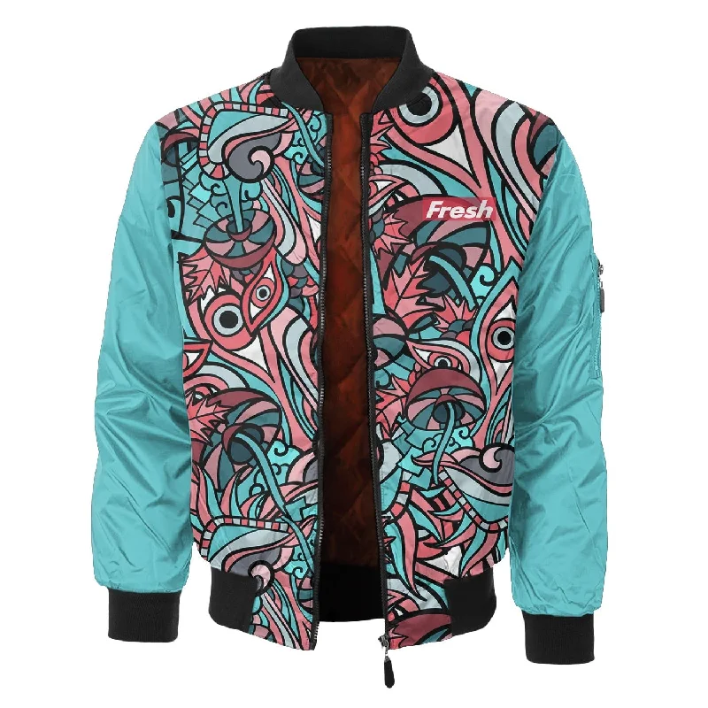 Men's Coats with Reflective StripesFresh Doodle Bomber Jacket